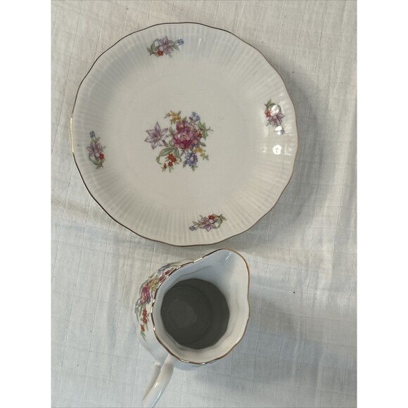 Southington Baum Floral Garden Porcelain Gravy Boat Server & Plate 7.5” Polland - Picture 3 of 6